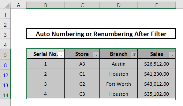 how to auto number or renumber after filter applying aggregate function