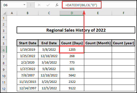 DATEDIF function to count Days.
