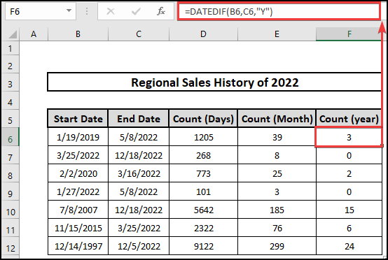 DATEDIF function to calculate months.