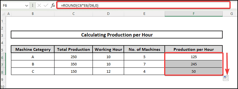 Utilising Total Number of Units Made and Spent Time for Multiple Machines