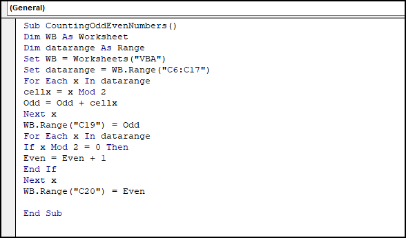 VBA code to count odd & even numbers