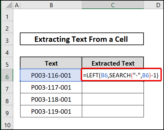 LEFT and SEARCH functions to extract text from a cell in excel
