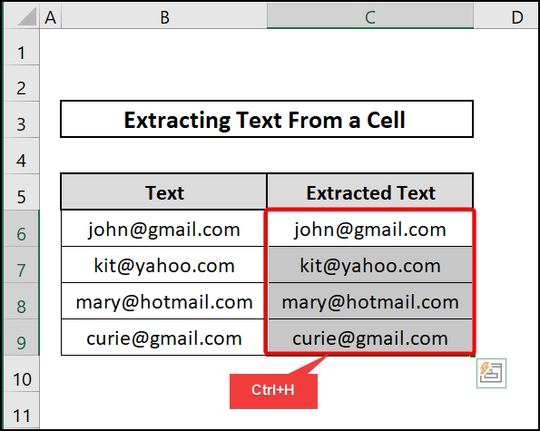Find and replace to extract text from a cell in excel