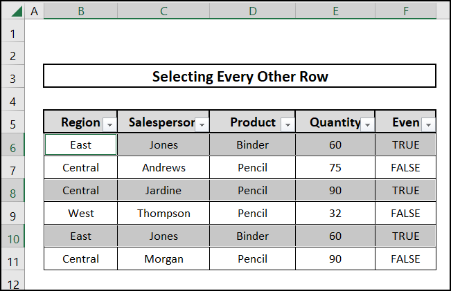 Applying Filter and Go To Special to select every other row in excel