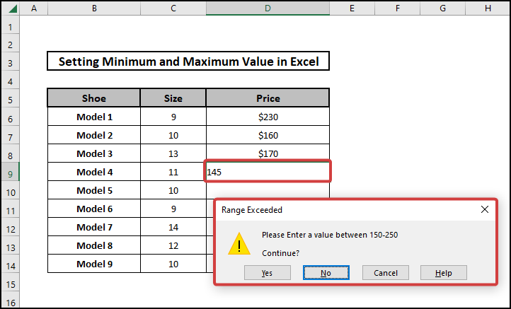 how to set a minimum and maximum value in excel Data validation