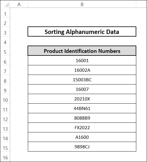 how to sort alphanumeric data in excel sample dataset
