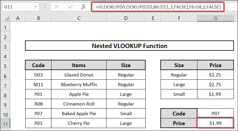 how to use nested vlookup function in excel