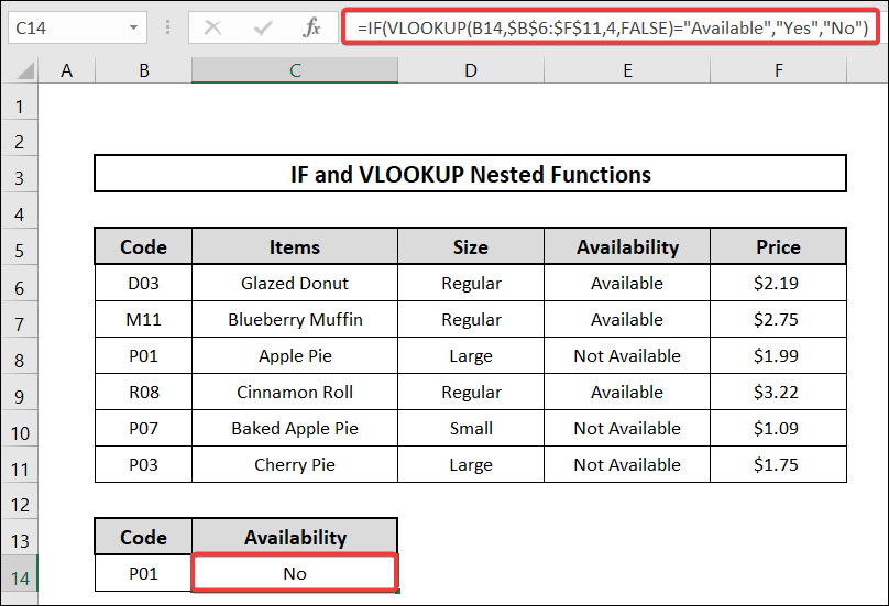 if and vlookup nested function based on single condition