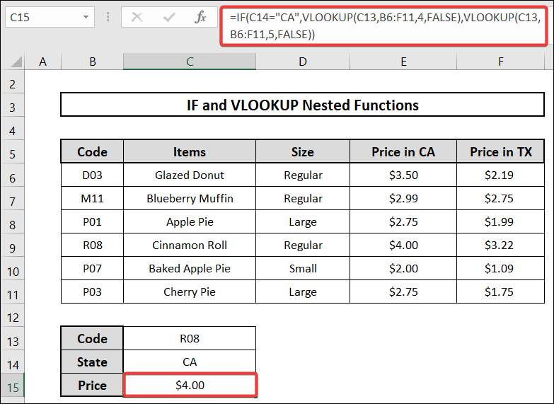 if and vlookup nested function based on multiple criteria