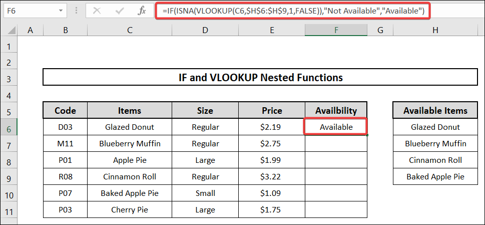 if and vlookup nested function based on multiple list