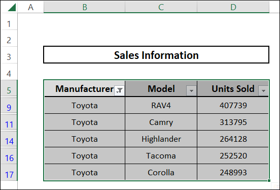 return multiple values vertically employing filter option from excel ribbon