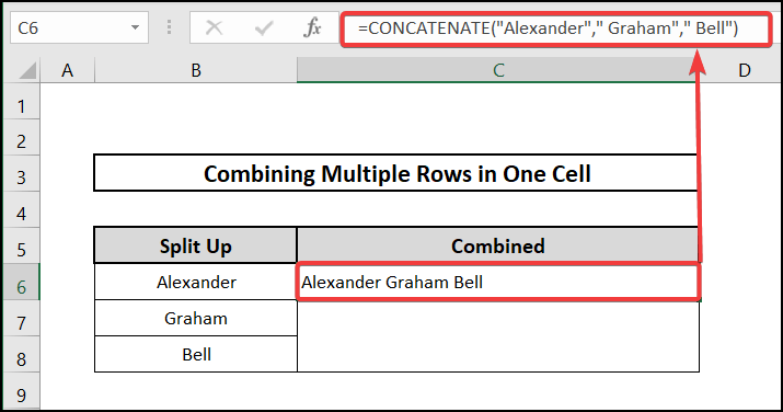 multiple rows in one cell excel using CONCATENATE and TRANSPOSE