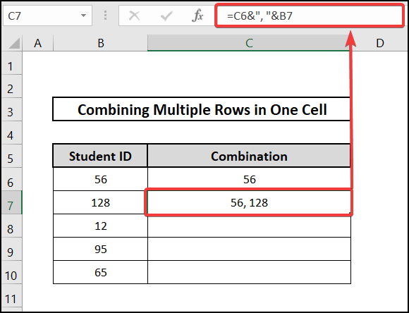 multiple rows in one cell excel using Ampersand 