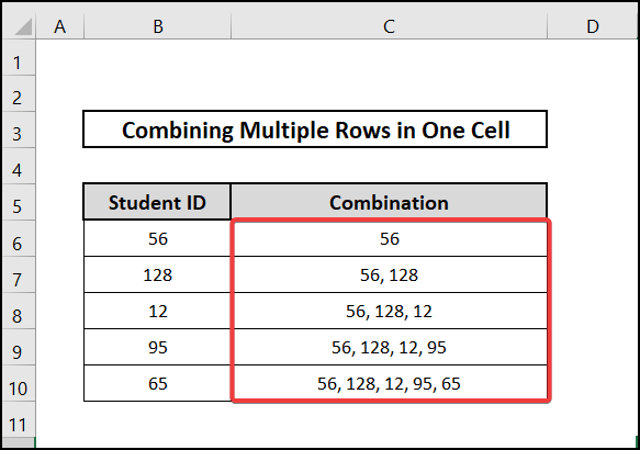 Combine Rows into One Cell in Excel by Using the Ampersand
