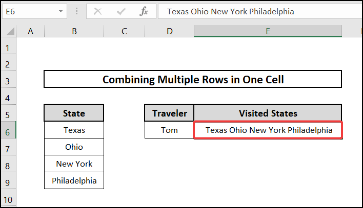 Inserting VBA to Combine Multiple Rows in One Cell in Excel