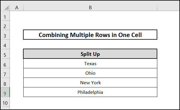 Use the Fill Justify Command in Excel to Combine Rows into New Cell 