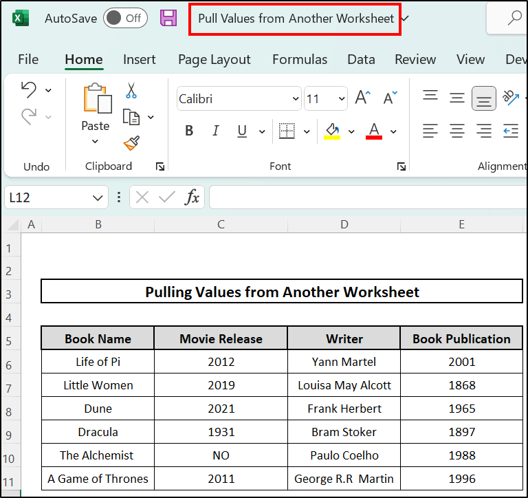 How to Pull Values from Another Workbook in Excel