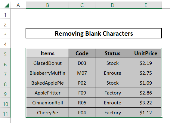 how to remove blank characters employing find and replace dialog box