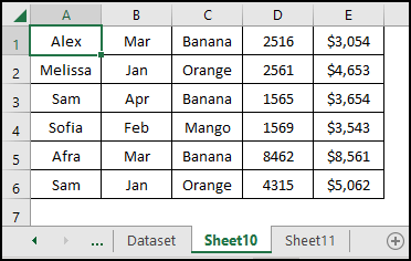 Data is split into two worksheets. 