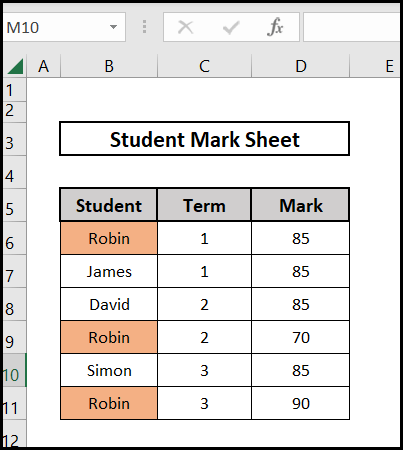 Data Sheet for the problem of sum colored cells in excel without vba