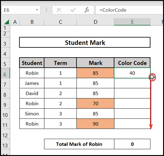 Use of Color Code for sum colored cells in excel without vba