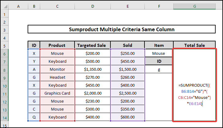 sumproduct multiple criteria same column formula for and logic