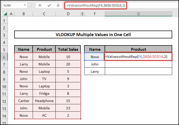 vlookup multiple values in one cell VBA custom Function