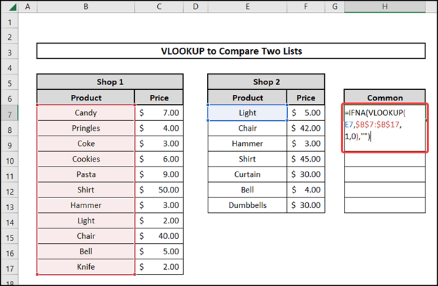 vlookup to compare two lists IFNA VLOOKUP