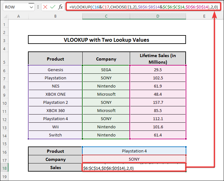 vlookup with two lookup values by using CHOOSE helper function 