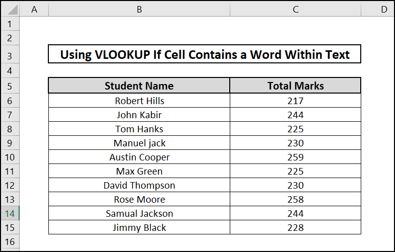 dataset of vlookup if cell contains a word within text 