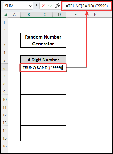 TRUNC & RAND functions to make 4 digit random number generator