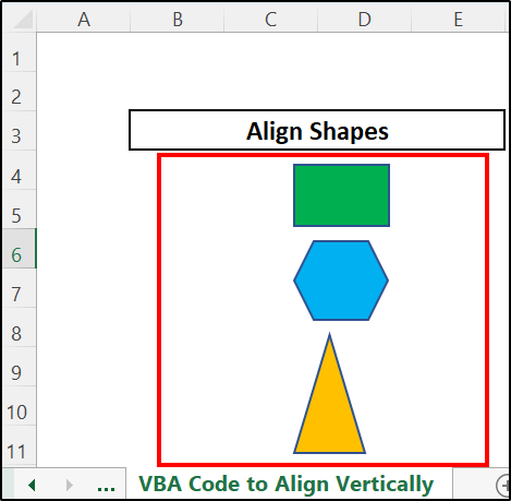 After running code shapes are aligned in vertical