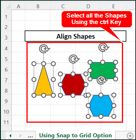 Selecting all shapes together with ctrl key from keyboard