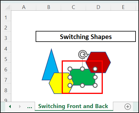 Selecting the shape which to switch forward
