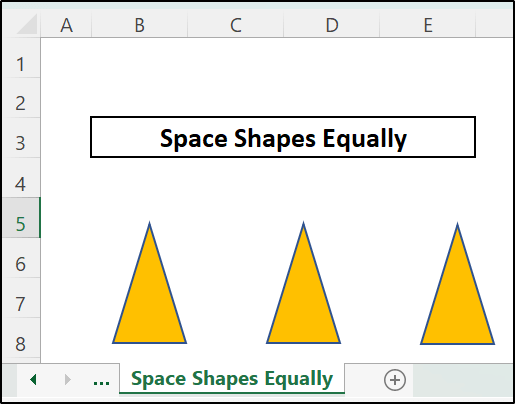 Shapes spaced equally in horizontal way
