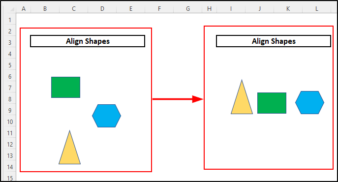 Overview of align shapes in Excel
