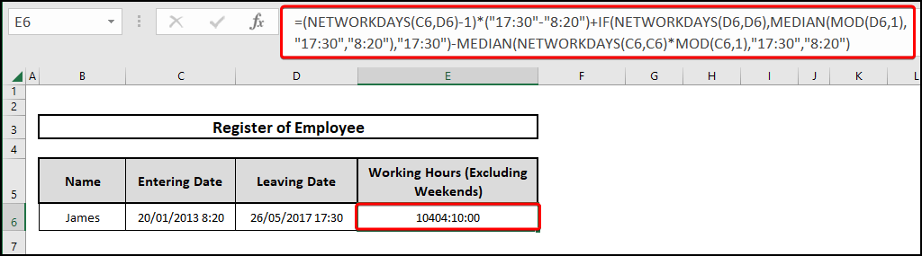 Calculate Hours Between Two Dates and Times in Excel Excluding Weekends
