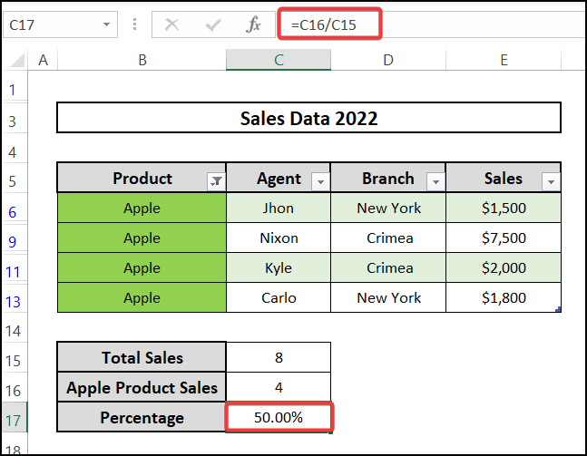 calculating percentage based on conditional formatting 