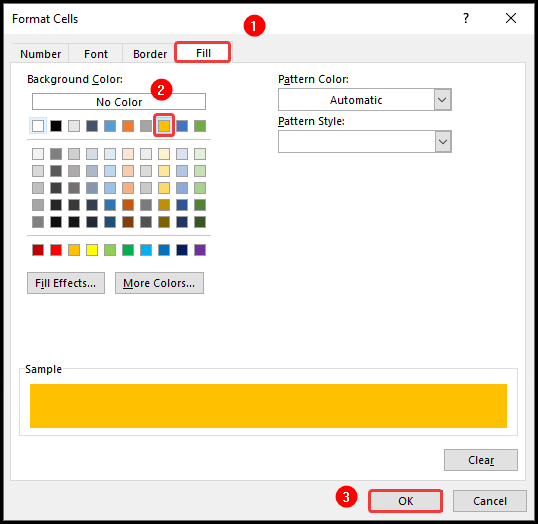 Selecting the Fill color.