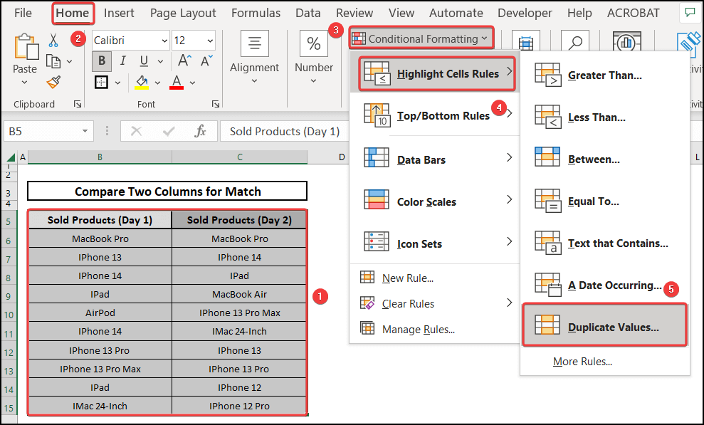 Selecting Duplicate Values in Conditional formatting
