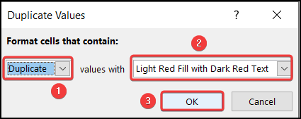 Choosing text color from Duplicate Values