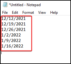 Pasting in notepad
