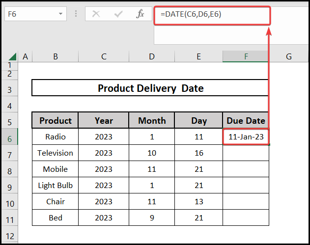 using the Date function for the due date formula in excel