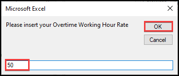 Insert Overtime working hour rate.
