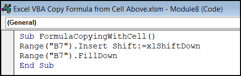 VBA code to Copy the Formula from Cell Above and Transfer the Remaining Data Down