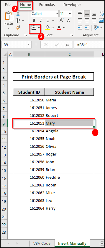 Inserting border at page break 