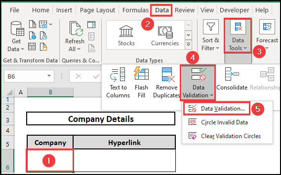 Data Validation option to enable the drop-down list beside a cell. 