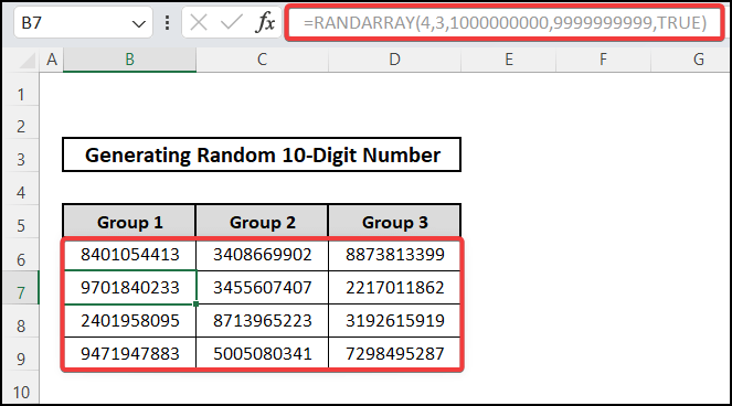 Improvising RANDARRAY function for generating any random 10-digit number in Excel
