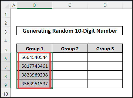 Utilizing Data Analysis ToolPak for generating an entire random 10-digit number dataset