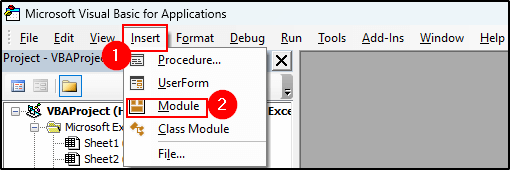 Inserting Module from the VBA editor 